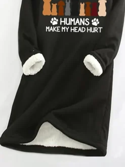 Women's Sweatshirt Dress Casual Dress Mini Dress Warm Fashion Outdoor Holiday Vacation Crew Neck Print Animal Print Loose Fit Black S M L XL XXL -HANs Plus Size Style Shop xvxcag1697618713945