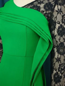 Women's Plus Size Curve Party Dress Work Dress Bodycon Color Block Long Dress Maxi Dress Long Sleeve Lace Ruffle V Neck Fashion Party Green Fall Winter XL XXL 3XL 4XL -HANs Plus Size Style Shop xxoqlf1694425969064