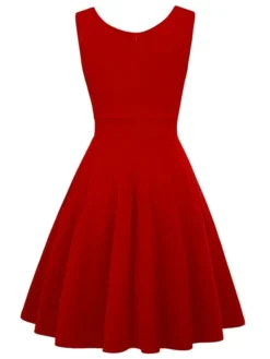 Women‘s Christmas Party Dress Swing Dress Green Dress Midi Dress Black White Wine Sleeveless Pure Color Ruched Summer Spring Fall V Neck Party Party Wedding Guest 2022 S M L XL XXL -HANs Plus Size Style Shop xysrsb1635432109952