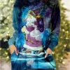 Women's Christmas Dress Hoodie Dress Mini Dress Warm Fashion Outdoor Christmas Vacation Hoodie Pocket Print Santa Claus Snowman Christmas Tree Regular Fit Navy Blue Blue Sky Blue S M L XL XXL