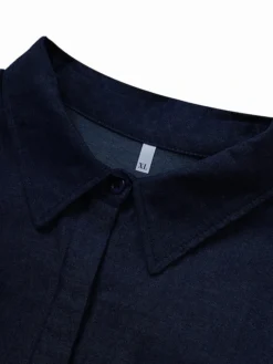 Women's Shirt Dress Casual Dress Shift Dress Midi Dress Outdoor Winter Dress Daily Polyester Basic Casual Shirt Collar Button Pocket Long Sleeve Winter Fall Spring 2023 Regular Fit Black Navy Blue -HANs Plus Size Style Shop ybqiwh1683610983036