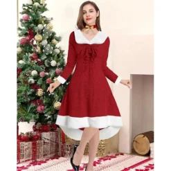 Women's Christmas Hoodie Dress Vintage Dress Midi Dress Green Black Wine Red Gray Long Sleeve Pure Color Patchwork Winter Fall Hooded Vacation Vintage 2022 S M L XL XXL 3XL -HANs Plus Size Style Shop yffwhk1667976284559