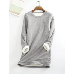 Women's Casual Dress Sweatshirt Dress Winter Dress Mini Dress Teddy Fleece Home Daily Going Out Basic Casual Crew Neck Long Sleeve Regular Fit Wine Red Big Red Black Color S M L XL XXL Size -HANs Plus Size Style Shop ygxyfk1629274924400