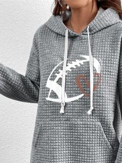 Women's Casual Dress Hoodie Dress Winter Dress Heart Football Pocket Print Hooded Mini Dress Fashion Streetwear Outdoor Daily Long Sleeve Loose Fit Gray Fall Winter S M L XL XXL -HANs Plus Size Style Shop yhjevy1693567010474