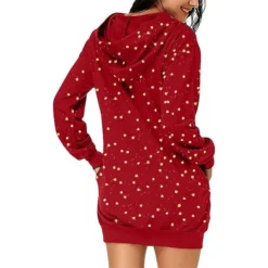 Women‘s Christmas Hoodie Dress Winter DressShort Mini Dress Red Black Long Sleeve Elk Tree Pocket Fall Winter Hooded Stylish Modern Loose Fit 2022 S M L XL XXL 3XL -HANs Plus Size Style Shop yiamgv1663726323065