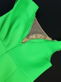 Women‘s Plus Size Curve Party Dress Cocktail Dress Wedding Guest Dress Long Dress Maxi Dress Green Short Sleeve Pure Color Lace Summer Spring Fall V Neck Fashion Wedding Guest Vacation -HANs Plus Size Style Shop yiixzp1691042879590