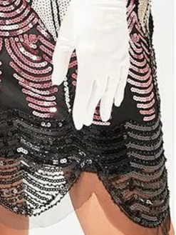 Women's Retro 1920s Sequin Dress Midi Dress Party Halloween Sequins Patchwork Leaf Deep U Sleeveless Regular Fit Spring Fall 2023 Pink Red XS S M L -HANs Plus Size Style Shop ykirpa1692948632644