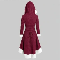 Women's Christmas Hoodie Dress Vintage Dress Midi Dress Green Black Wine Red Gray Long Sleeve Pure Color Patchwork Winter Fall Hooded Vacation Vintage 2022 S M L XL XXL 3XL -HANs Plus Size Style Shop yqdbmx1667275374683