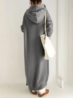 Women's Casual Dress Hoodie Dress Shift Dress Long Dress Maxi Dress Pocket Outdoor Street Daily Active Fashion Hooded Long Sleeve 2023 Loose Fit Black Brown Gray Color S M L XL XXL Size -HANs Plus Size Style Shop yqkbbx1692776285424