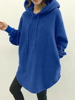 Women's Casual Dress Hoodie Dress Winter Dress Mini Dress Ruched Outdoor Street Daily Fashion Streetwear Hooded Long Sleeve 2023 Loose Fit Black Royal Blue Gray Color S M L XL XXL Size -HANs Plus Size Style Shop yqtexr1694510111210