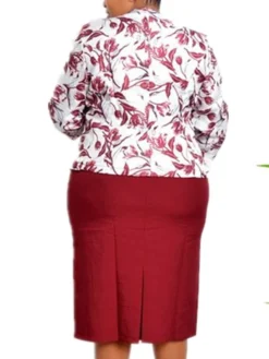 Women‘s Plus Size Curve Work Dress Floral Crew Neck 3/4 Length Sleeve Spring Fall Work Elegant Knee Length Dress Work Work Dress Dress Dress Set -HANs Plus Size Style Shop ysypoj1664268240278