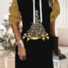 Women's Christmas Hoodie Dress Shift Dress Mini Dress Black Long Sleeve Tree Print Fall Spring Hooded Daily Vacation Loose Fit 2022 S M L XL XXL 3XL
