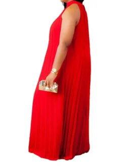 Women's Plus Size Curve Shift Dress Solid Color Halter Neck Ruched Sleeveless Spring Summer Basic Maxi Long Dress Casual Daily Dress -HANs Plus Size Style Shop yvbrtx1654676762366