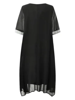 Women's Plus Size Curve A Line Dress Print V Neck Ruched Short Sleeve Spring Summer Basic Casual Short Mini Dress Daily Weekend Dress / Mesh -HANs Plus Size Style Shop yvfqsu1659686229225