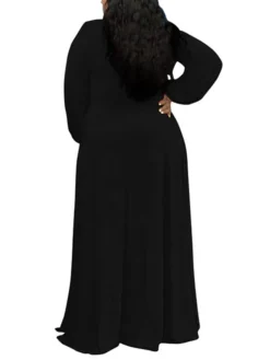 Women‘s Plus Size Curve Easter Dress Party Dress Solid Color V Neck Split Long Sleeve Fall Spring Dress Work Prom Dress Maxi Dress Party Vacation Dress -HANs Plus Size Style Shop yvllni1638783970528