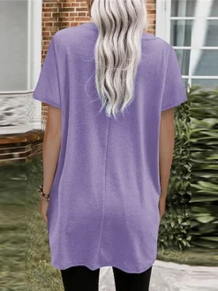 Women's Casual Dress T Shirt Dress Tee Dress Shift Dress Mini Dress Black White Pink Short Sleeve Pure Color Pocket Summer Spring Crew Neck Classic Loose Fit 2023 S M L XL XXL -HANs Plus Size Style Shop ywjigt1670920575606