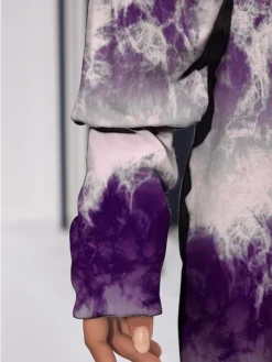 Women's Casual Dress Sweatshirt Dress Mini Dress Warm Fashion Outdoor Holiday Vacation Crew Neck Pocket Print Graphic Loose Fit Blue Purple Green S M L XL XXL -HANs Plus Size Style Shop ywnydh1696943362678