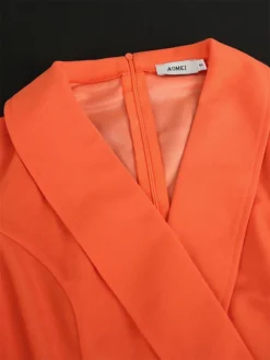 Women's Plus Size Curve Party Dress Work Dress Swing Dress Plain Long Dress Maxi Dress Short Sleeve Pleated Shirt Collar Fashion Party Orange Fall Winter XL XXL 3XL 4XL -HANs Plus Size Style Shop yyoodu1694425984743