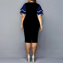 Women‘s Plus Size Curve Party Dress Color Block Crew Neck Print Short Sleeve Spring Fall Work Casual Prom Dress Knee Length Dress Casual Daily DressHomecoming Dress -HANs Plus Size Style Shop zaixyn1639471971326