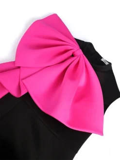 Women's Plus Size Curve Party Dress Cocktail Dress Bodycon Color Block Midi Dress Sleeveless Ruffle Bow Crew Neck Fashion Party Fuchsia Fall Winter XL XXL 3XL 4XL -HANs Plus Size Style Shop zctssu1694151486924