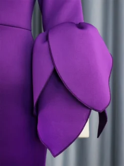 Women's Plus Size Curve Party Dress Cocktail Dress Work Dress Plain Midi Dress Long Sleeve Crew Neck Fashion Party Purple Fall Winter XL XXL 3XL 4XL -HANs Plus Size Style Shop zculqw1694151483886