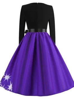 Women's Christmas Swing DressKnee Length Dress Green Blue Purple Red Long Sleeve Print Snowflake Bow Print Fall Winter Crew Neck Stylish 2022 S M L XL 2XL -HANs Plus Size Style Shop zerblq1658813908463