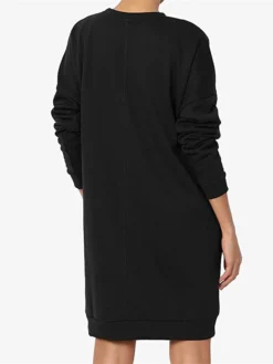 Women's Casual Dress Sweatshirt Dress Shift Dress Mini Dress Pocket Outdoor Street Daily Active Fashion V Neck Long Sleeve 2023 Loose Fit Black Wine Dark Grey Color S M L XL XXL Size -HANs Plus Size Style Shop zffpmr1694591873841