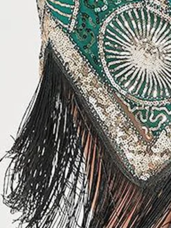 Women's Retro 1920s Fringe Dress Midi Dress Party Halloween Sequins Tassel Fringe Geometric V Neck Sleeveless Regular Fit Spring Fall 2023 Black Red XS S M L -HANs Plus Size Style Shop zhwdhe1692947263123