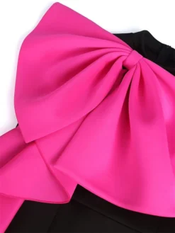 Women's Plus Size Curve Party Dress Cocktail Dress Bodycon Color Block Midi Dress Sleeveless Ruffle Bow Crew Neck Fashion Party Fuchsia Fall Winter XL XXL 3XL 4XL -HANs Plus Size Style Shop zjvgij1694151489884