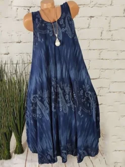 Women's Plus Size Curve Shift Dress Floral Round Neck Print Sleeveless Spring Summer Casual Short Mini Dress Casual Daily Dress -HANs Plus Size Style Shop znnupo1653647305781