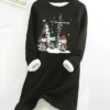 Women's Christmas Dress Sweatshirt Dress Mini Dress Warm Fashion Outdoor Christmas Holiday Crew Neck Print Snowman Christmas Tree Loose Fit Black S M L XL XXL