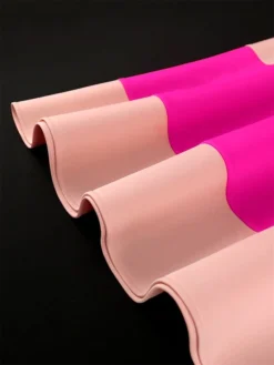 Women's Plus Size Curve Party Dress Swing Dress A Line Dress Color Block Midi Dress Long Sleeve Bow V Neck Fashion Party Pink Fall Winter XL XXL 3XL 4XL -HANs Plus Size Style Shop zohznf1694165775691