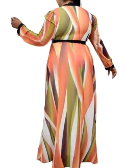 Women‘s Plus Size Curve Swing Dress Color Gradient Crew Neck Long Sleeve Fall Winter Casual Maxi Long Dress Daily Vacation Dress -HANs Plus Size Style Shop zorixp1664180469706