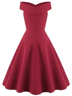 Women's Vintage Tea Dresses Homecoming Dress Cocktail Dress Mini Dress Black Wine Navy Blue Sleeveless Pure Color Backless Summer Spring Fall Off Shoulder 1950s Party Wedding Guest 2023 -HANs Plus Size Style Shop zshehl1650968938125