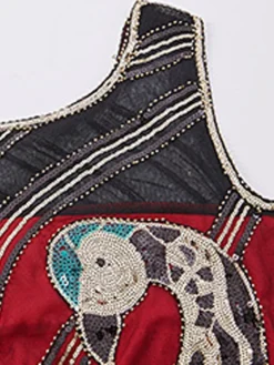 Women's Retro 1920s Fringe Dress Midi Dress Party Holiday Sequins Tassel Fringe Animal Crewneck Sleeveless Regular Fit Spring Fall 2023 Black Red S M L XL -HANs Plus Size Style Shop zvqjry1693533798965