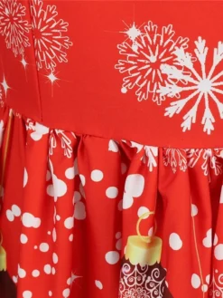 Women's Christmas Casual Dress Swing Dress Midi Dress Green Wine Light Red Fuchsia Red Black Short Sleeve Santa Claus Snowman Snowflake Lace Print Winter Fall Crew Neck Vacation Vintage 2022 S M L XL -HANs Plus Size Style Shop zxxdet1666761915408