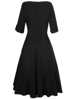 Women‘s Plus Size Curve Casual Dress Vintage Dress Solid Color Midi Dress Half Sleeve V Neck Fashion Daily Black Wine Summer Spring L XL XXL 3XL 4XL -HANs Plus Size Style Shop zydoow1677640141062
